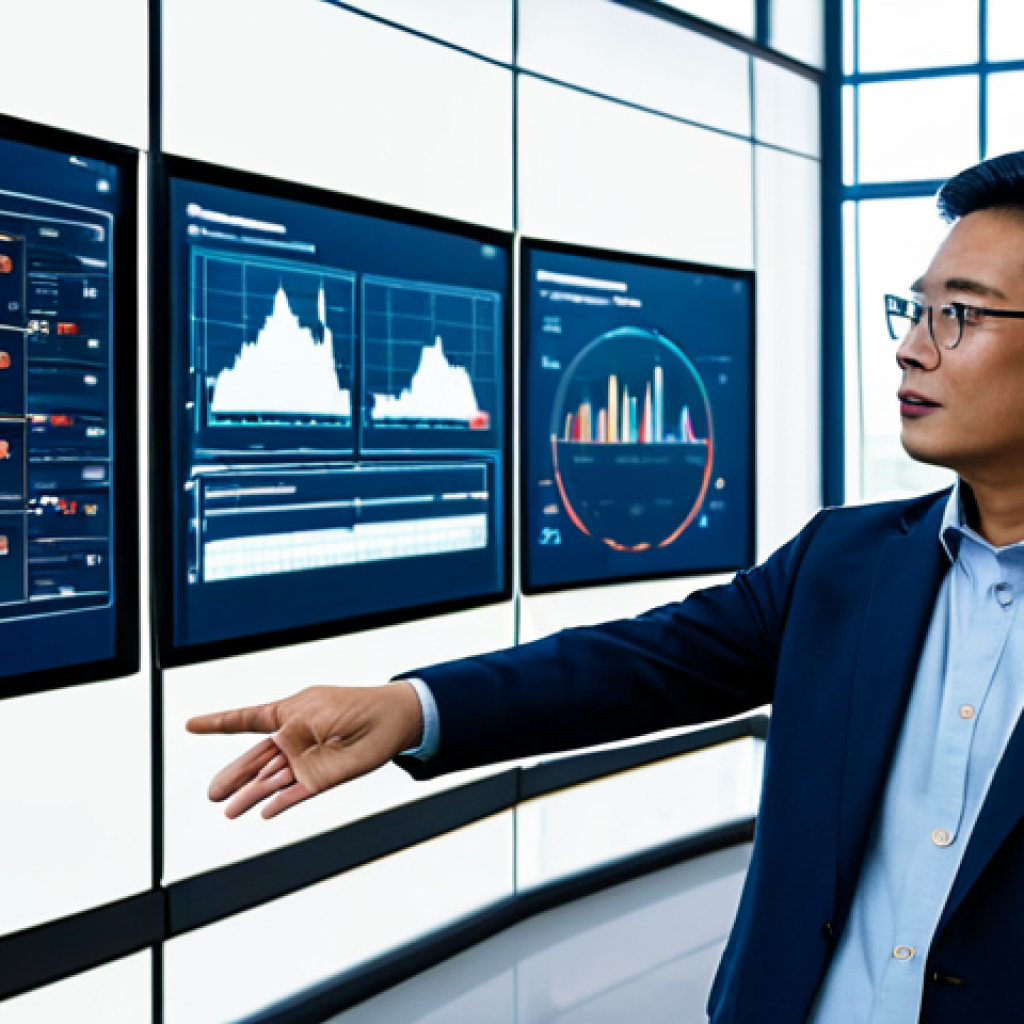 A professional industrial engineer, fully clothed in a modest business casual attire, stands in a modern, brightly lit factory control room. Large screens behind him display real-time production data and AI-driven analytics dashboards. He is gesturing towards a screen, interacting with an AI interface. The environment reflects high-tech manufacturing with clean, well-maintained machinery visible in the background through a large glass partition. The setting is a Malaysian factory, appropriate content, safe for work, perfect anatomy, correct proportions, natural pose, well-formed hands, proper finger count, natural body proportions, professional photography, high quality, family-friendly.